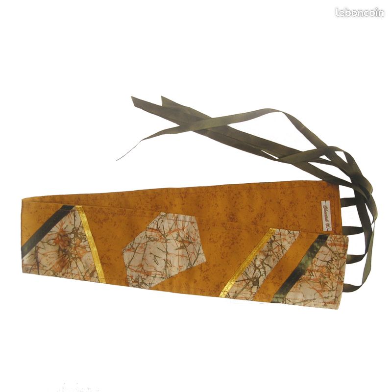 Ceinture large coton et soie ocre (image 1)