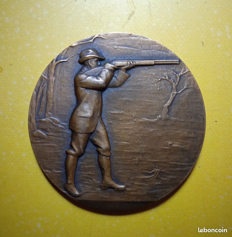 Plaque Médaille En Bronze Art Nouveau Samuel Grun - 63 X 48 Mm - 70,90 G - Occasion Vintage XXe Siècle