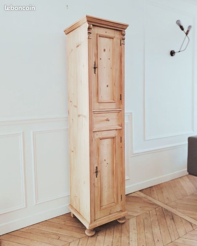 Armoire parisienne / bonnetière en pin rénovée (image 4)
