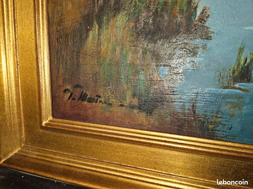 Tableau ancien cérét le tech le boulou vallespir 58x68cm signature a identifier (image 2)