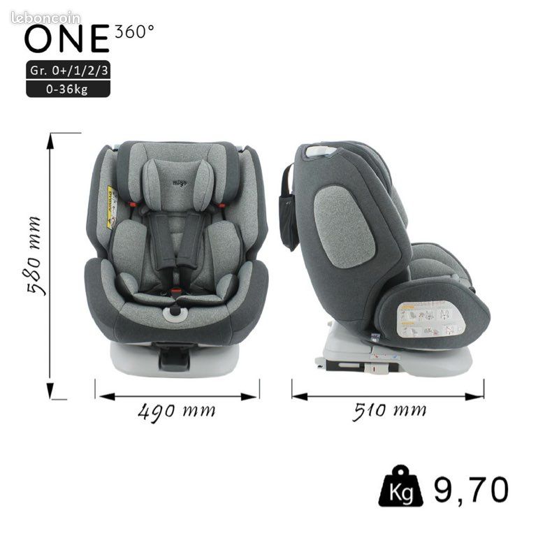 Sièges auto isofix Migo One 360° Gris (lot de 2) (image 4)