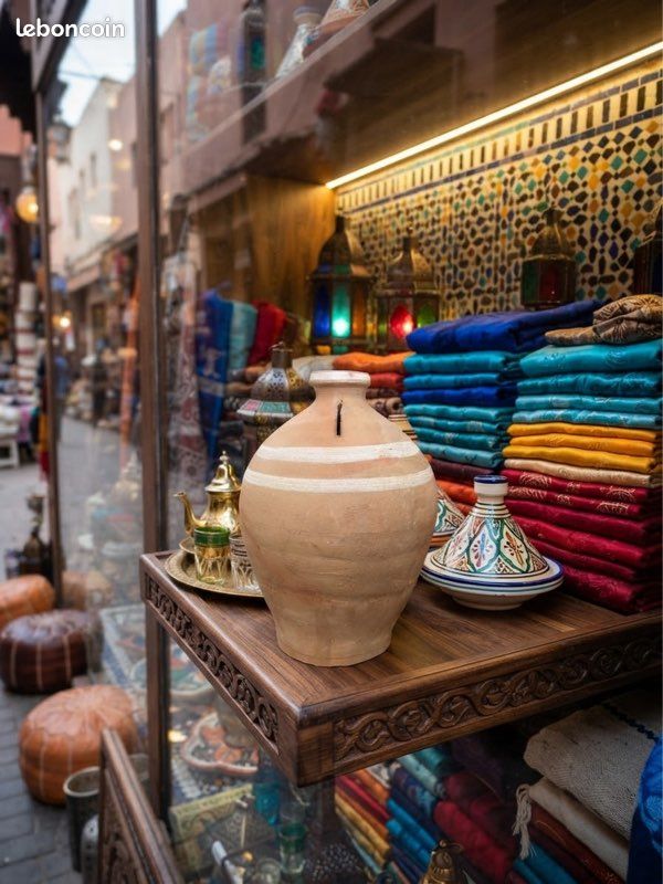 Tirelire marocaine en terre cuite-pièce unique 23 cm (image 1)