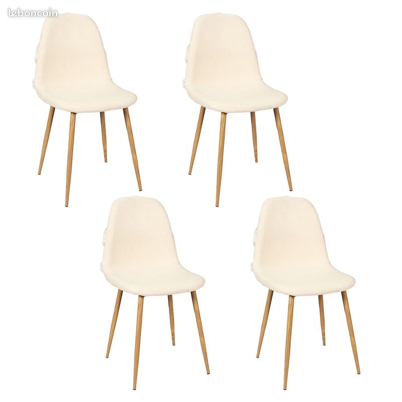 Lot de 4 Chaises faro pieds métal imitation bois (image 2)