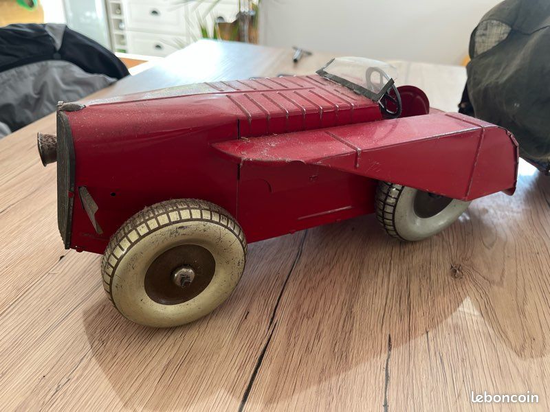 TRACTEUR AGRICOLE + remorque OLD RARE entièrement en tôle mécanique à
