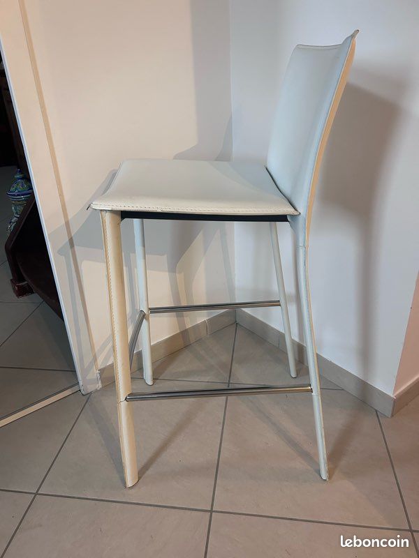 Tabouret de bar avec dossier – blanc et structure métal (image 5)