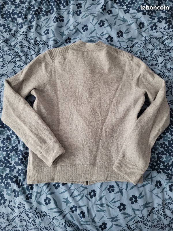 Pull cardigan zippé chaud gris clair (image 3)
