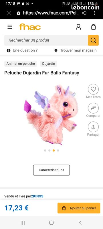 Peluche Fur balls fantaisy dragon rose Jeux Jouets