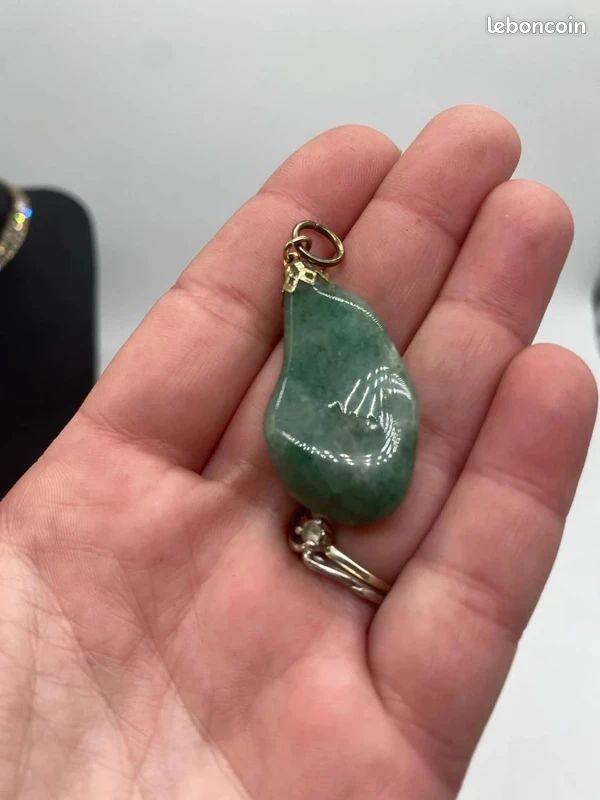 Pendentif Jade vert - Petit ange 3701142598840