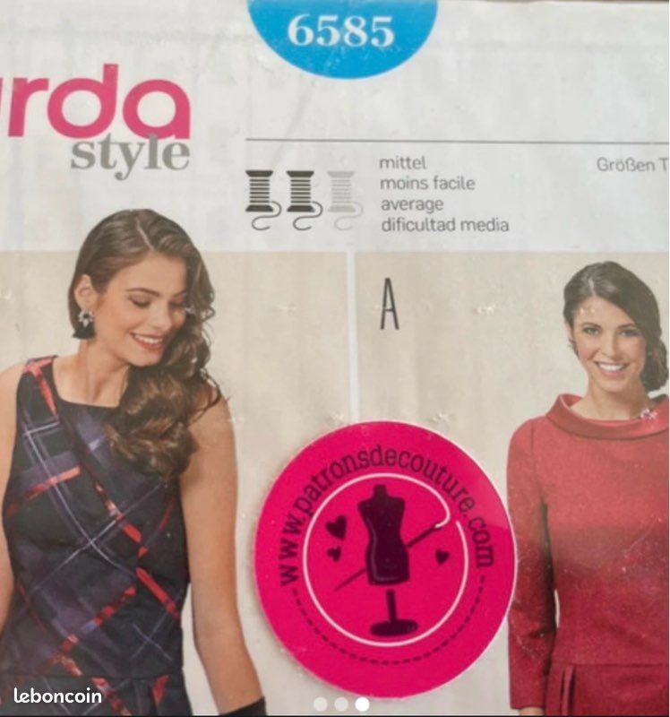 Patron couture Burda 6585, T 34 à 44, robe longue sans manche ou courte avec manches (image 3)