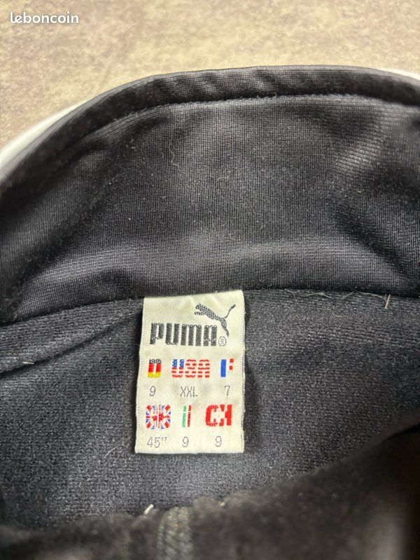Veste Puma vintage 80s noir/vert coupe large logo brodé dos - XXL (image 10)