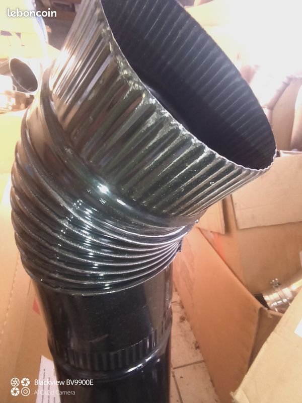 Tube poêle à bois diamètre 150 plus té de visite et coude 45 degré (image 3)