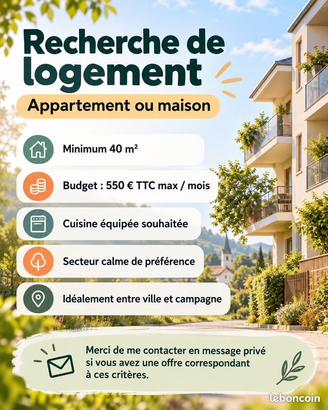 Appartement 2 pièces 40 m² · à Béthune · 40 m² · 550 €/mois