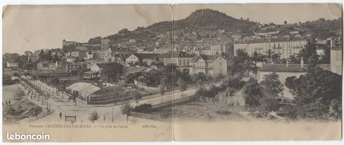 Carte postale ancienne panorama Hyères-les-Palmiers 1905 carte-lettre (image 1)