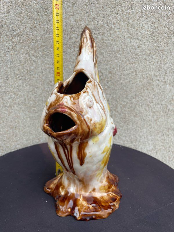 Pichet poisson barbotine signé Tannay (image 7)