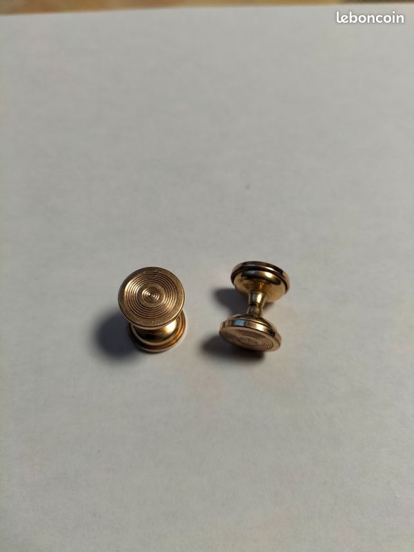 Paire De Boutons De Manchette Anciens Dorés - Modèle Chaînette - Réf. REF08891J