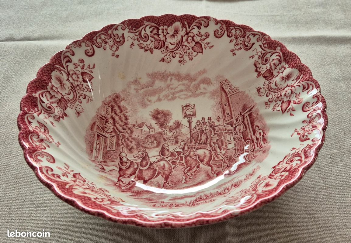 Ensemble dessert faience anglaise saladier + 8 coupelles (image 7)