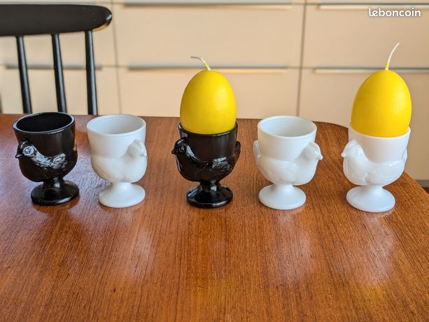 2x Coquetiers Cygne et Poule Verre Vintage (Gebraucht) in Morges für