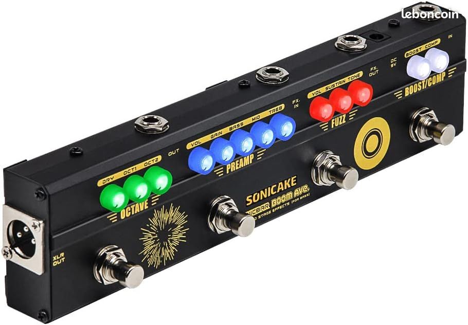 SONICAKE Pédale multi-effets basse Préampli Compresseur Boost Fuzz Octave Pédale Boom Ave avec FX Lo (image 1)