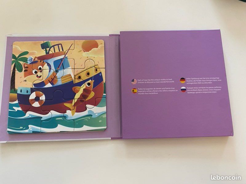 Livre puzzle enfant 3 en 1 50 pièces thème véhicule transport animal 3+ ans (image 4)