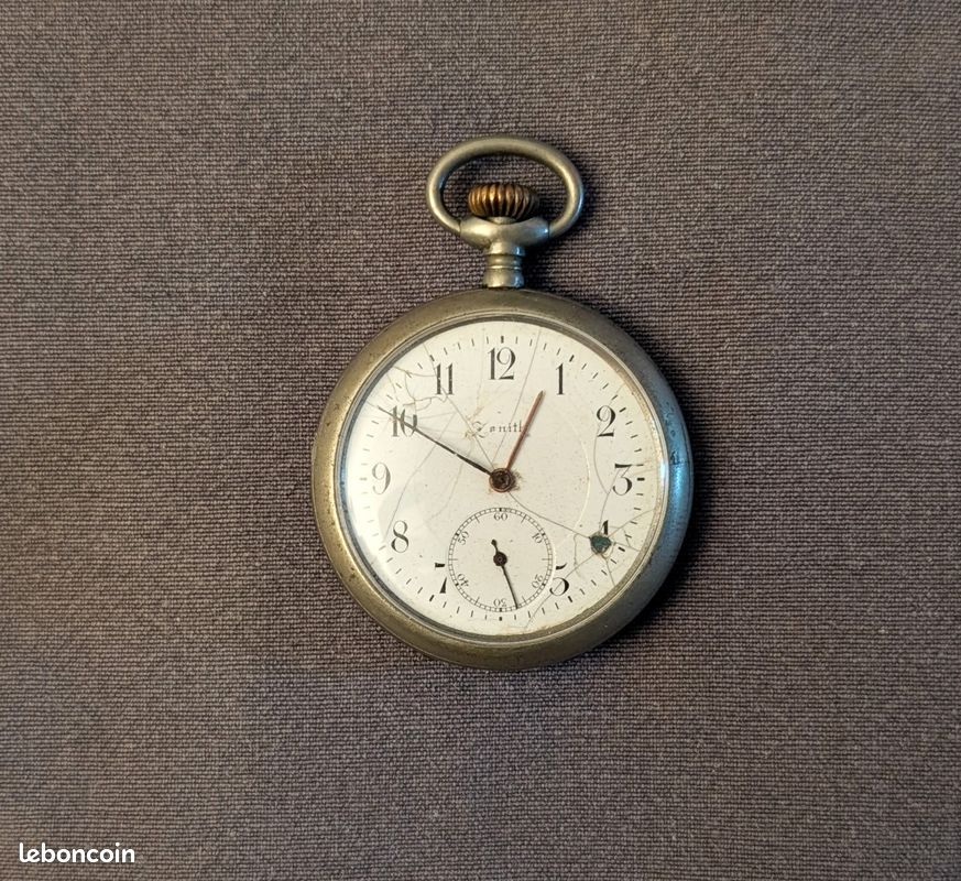 Montre De Poche Zenith Années 1930 - Mécanique 15 Rubis - Boîtier Inox Argenté - Très Bon état