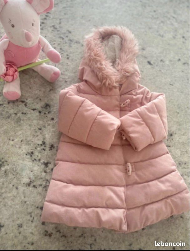 Manteau Fille Doudoune Rose - Taille 6 Mois, Occasion Très Bon état