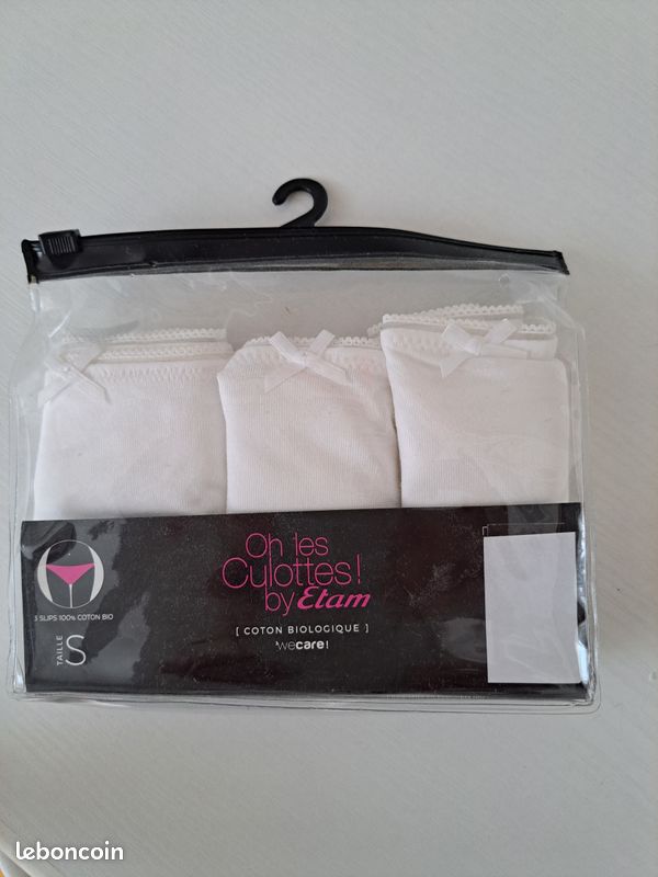 Lot slips en coton bio Etam taille S NEUF Vêtements