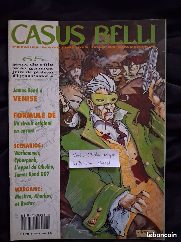 Magazine jeux de rôle Casus Belli 65 - sans poster et sans encart scénario jdr (livraison sur demande avec paiement leboncoin ) (image 1)