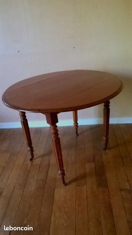 Table ronde ancienne à abattants - Style Louis-Philippe (image 1)