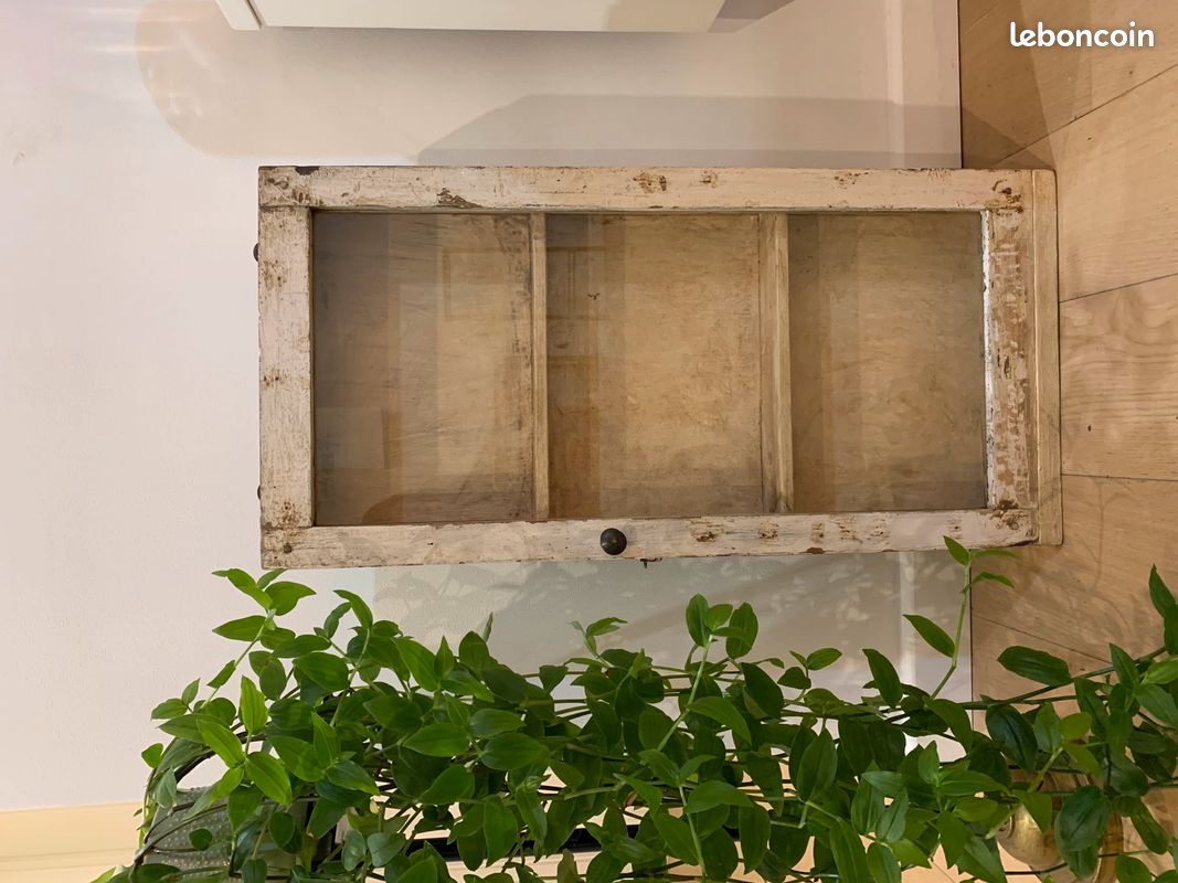 Belle vitrine en bois - etagere verre et bois vintage - meuble pharmacie / curiosité (image 5)