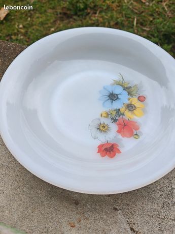 9 Assiettes Arcopal Vintage Village & Pommier France Rustique