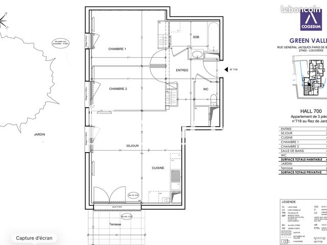 Appartement 3 pièces 65 m² · à Louviers · 65 m² · 758 €/mois