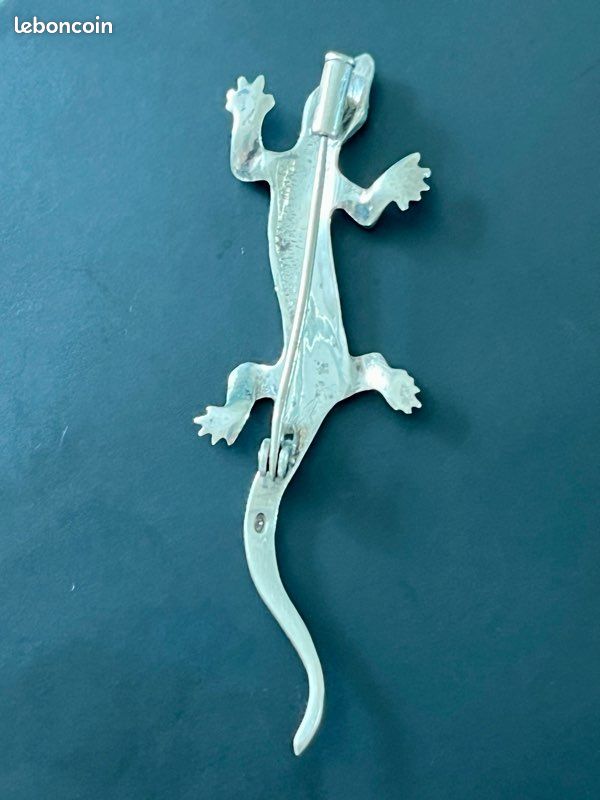 Broche Antique Argent 835 – Motif Lézard, Bijou Vintage élégant