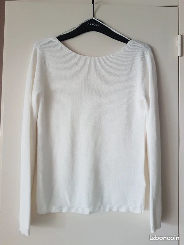 Pull Caroll Taille XS En Cachemire - Couleur Violet, Col Rond, Très Bon état Occasion