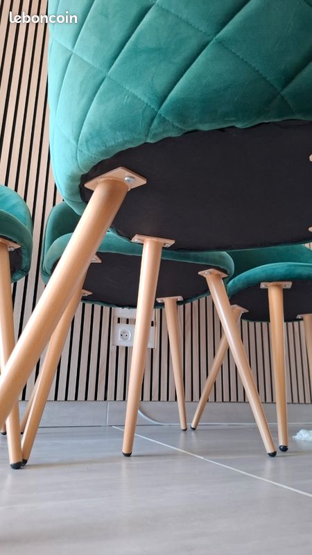 Chaises velours vertes x4 (image 4)