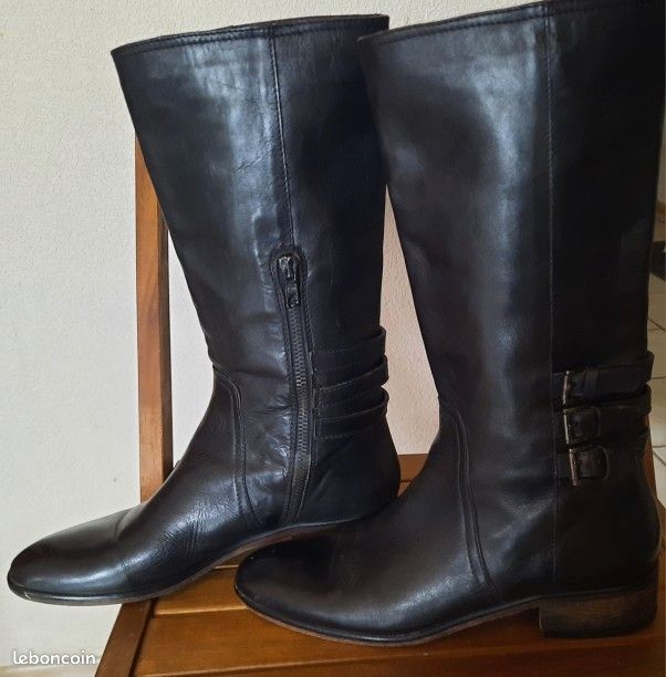 Bottes cavalières cuir souple couleur marron taille 371/2 impecable (image 4)