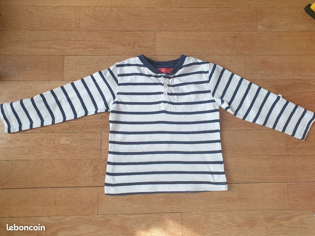 Tee-shirt manches longues marinière 3 ans (image 1)