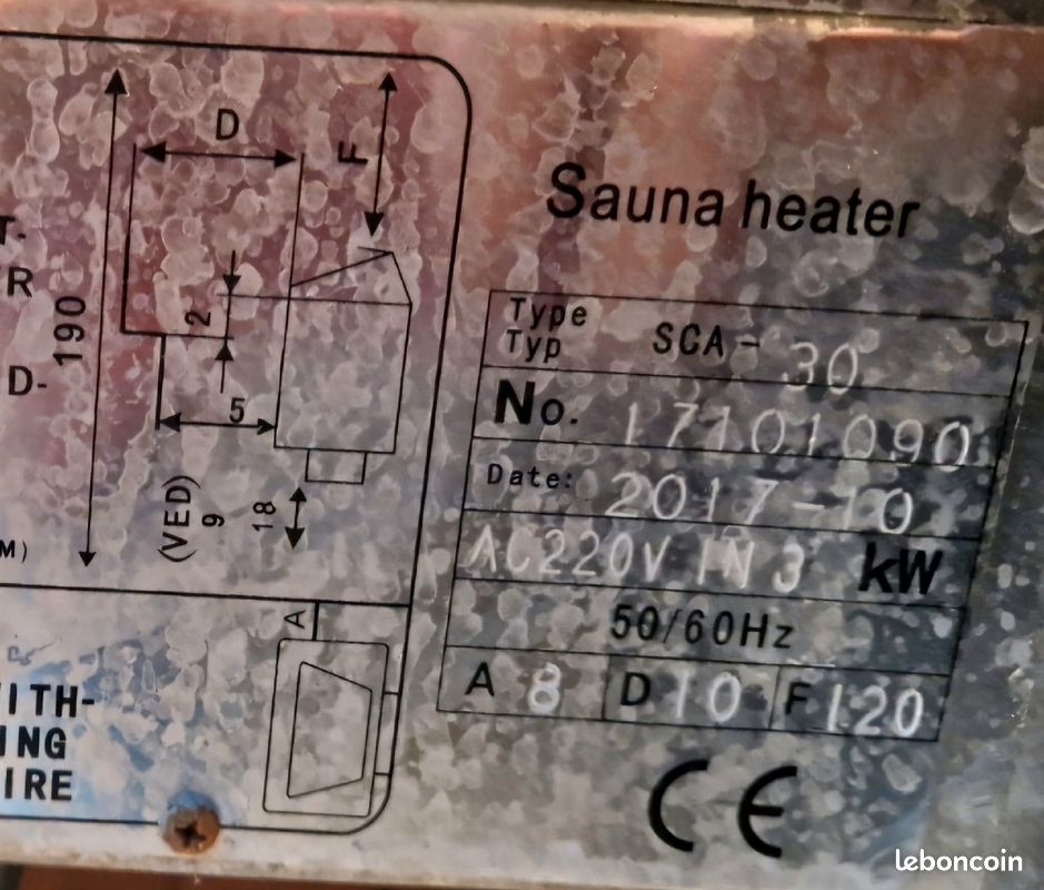 Poêle sauna 3 kw plus seau et louche bois (image 3)