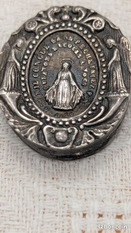 Pendentif Reliquaire En Argent Fin XIXe / Début 1900 – Poinçon Tête De Sanglier, Bijou Vintage Rare