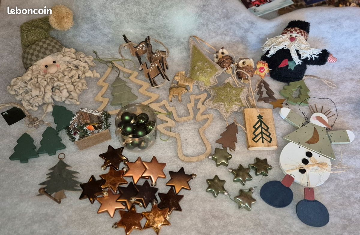 Père Noël Et Sapin De Noël Faits Main, Bibelot, Travaux Manuels, Décoration, Gypse, Décoration D