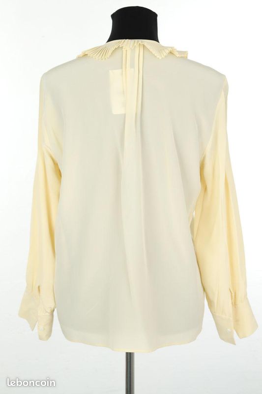 Blouse Sandro En Soie - Taille 38, Marron, Occasion Très Bon État