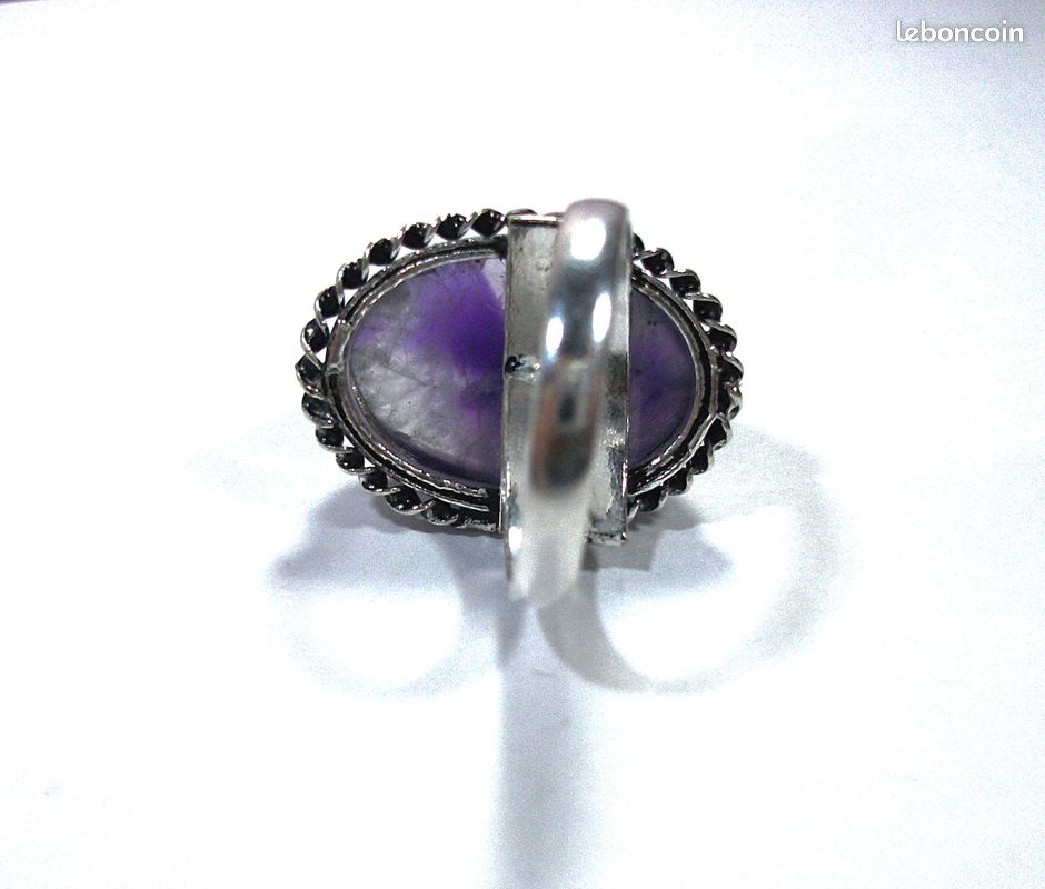 Bague Ancienne Argent 925 - Améthyste Naturelle Taille Ronde - Style Art Déco