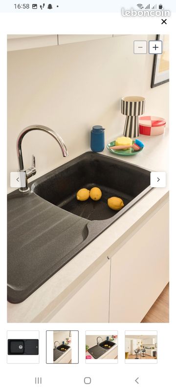 Évier Granit AZUR 1GB1E l.97x50 Noir neuf val.200e (image 3)