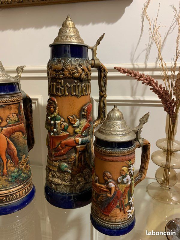 Vintage/ancien - chopes allemande, barbotine marquées 😍 déco vintage (image 2)