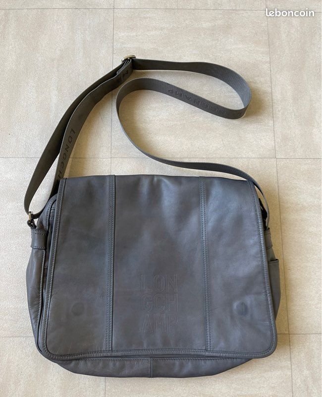Sac cuir gris longchamp (image 1)