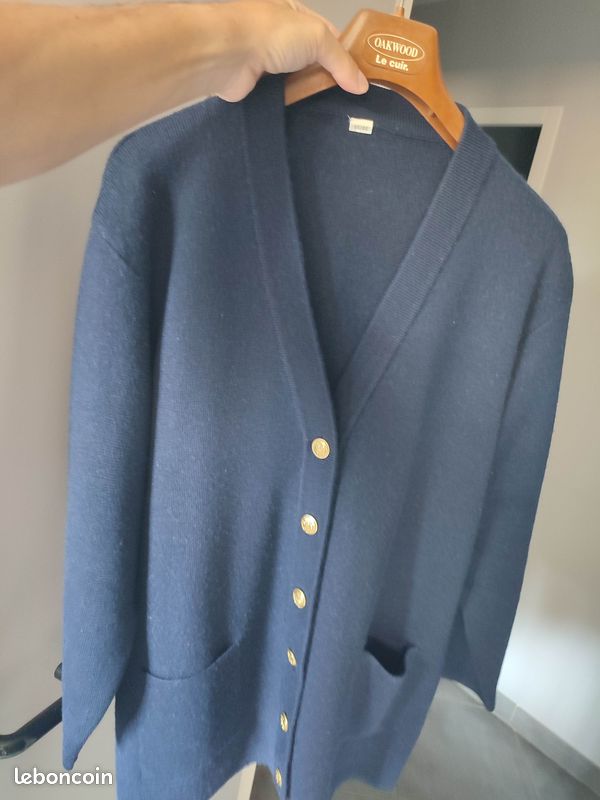 Gilet Cardigan Saint James Bleu Marine - Taille 48 (3XL) - Laine Et Cachemire - Occasion Très Bon état