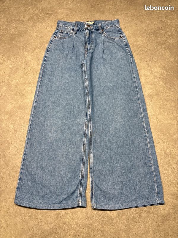 Jean Levi's Baggy Dad Wide Leg premium taille mi-haute en denim bleu | W25 L30 #SLCP287.296 (image 3)