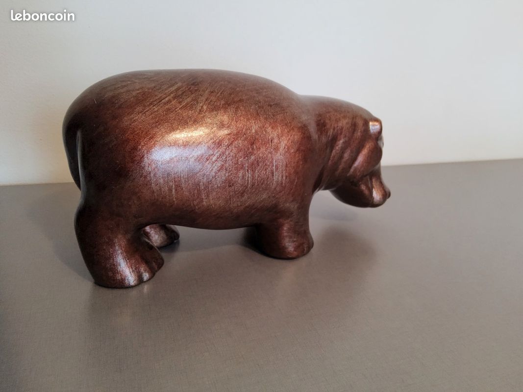Sculpture hippopotame en céramique signé kostka rare (image 4)