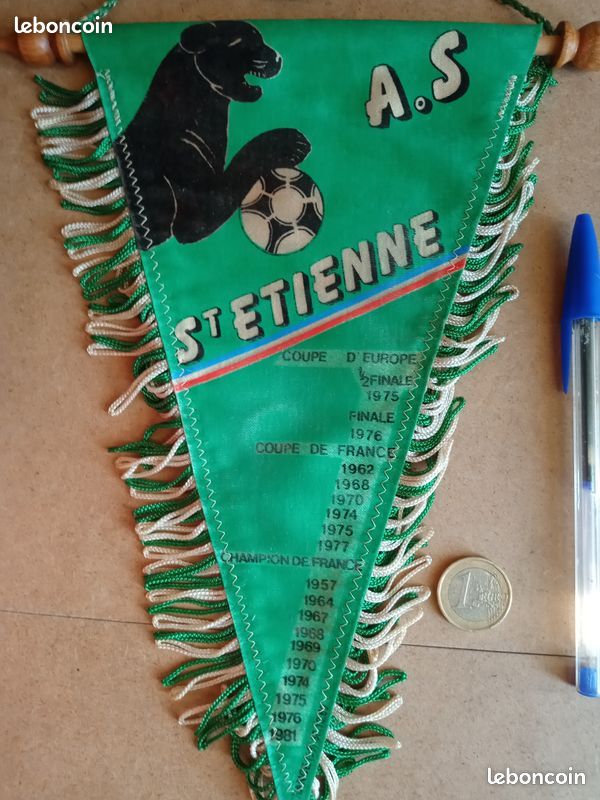 Ancien fanion ASSE coupe d'Europe Saint Etienne - Football