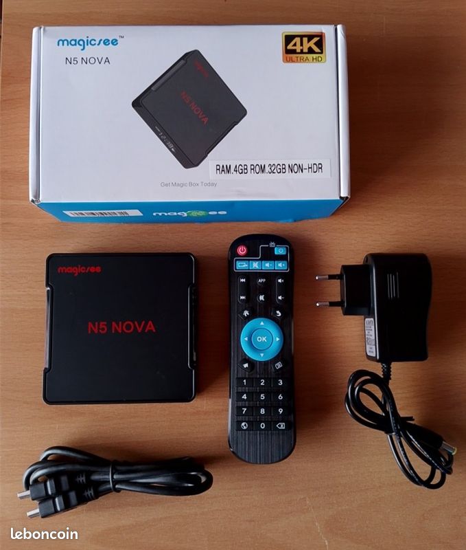 Rare Smart TV Box 4K UHD Magicsee N5 Nova Ram-4GB Rom-32GB Android 9 dans sa boite d'origine Complet avec ses Accessoires (image 1)