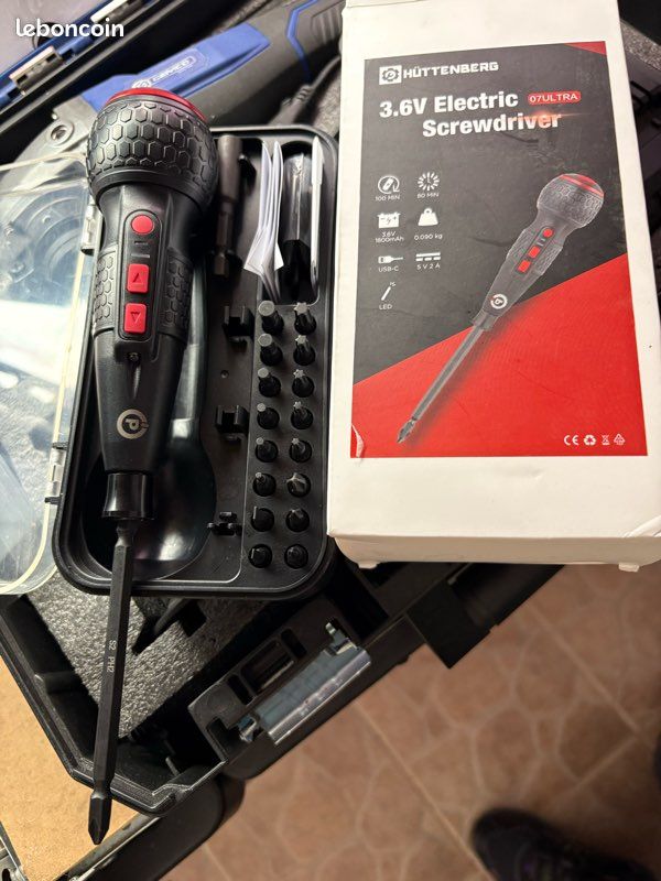 Tournevis Électrique Sans Fil 3,6V USB-C – 4,5 Nm Auto + LED + 2 Vitesses – Kit Embouts Complet